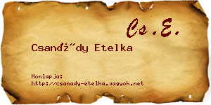 Csanády Etelka névjegykártya